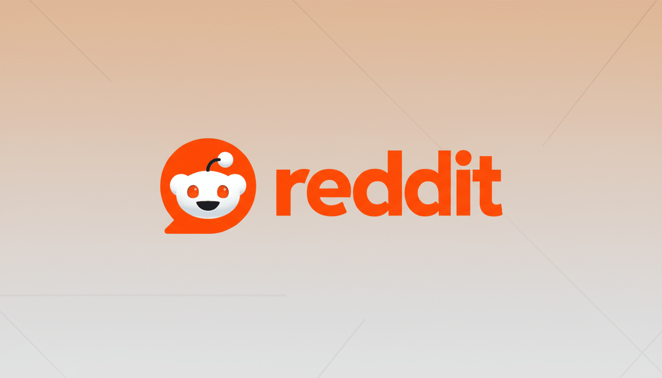 The Reddit logo, featuring the white alien mascot Snoo in an orange speech bubble next to the word reddit in orange, presented on a professional flat design background with soft orange and grey gradients and subtle geometric patterns.