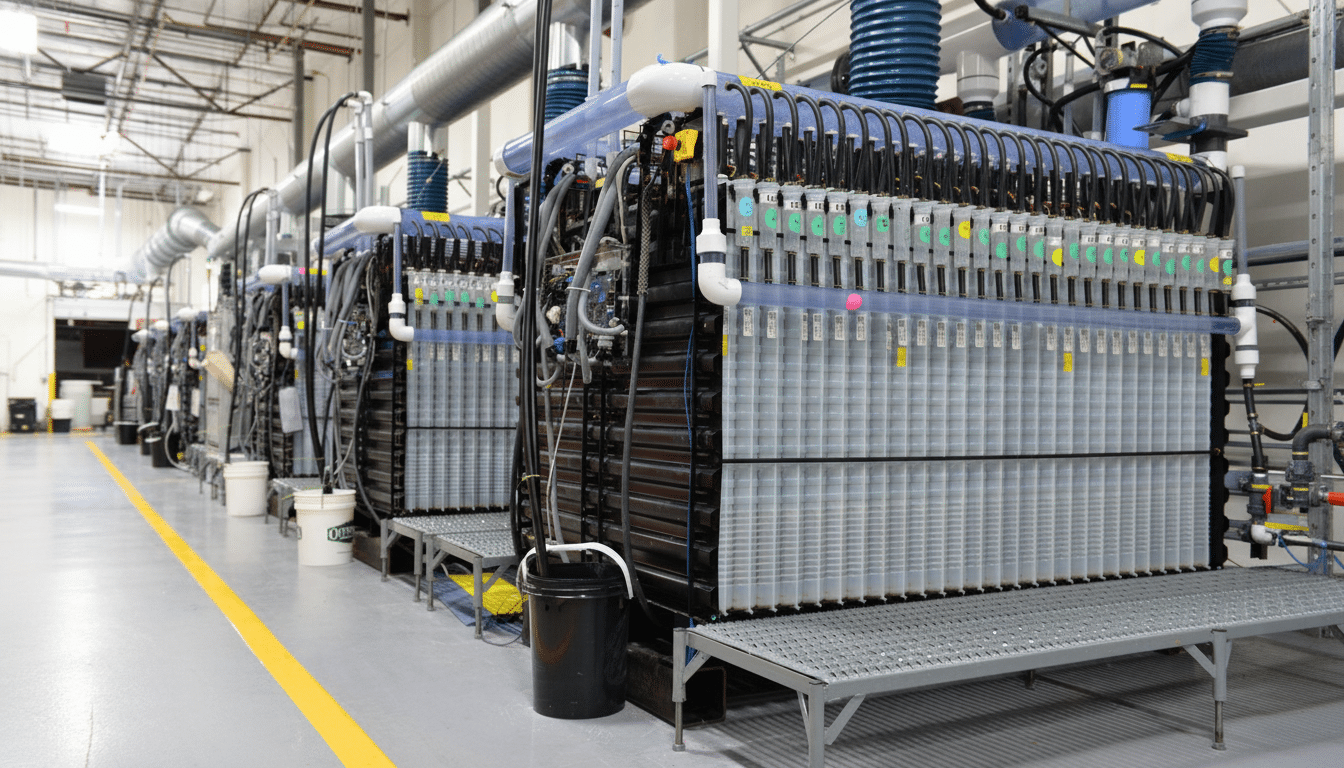 A professional image of industrial machinery in a factory setting, resized to a 16:9 aspect ratio.