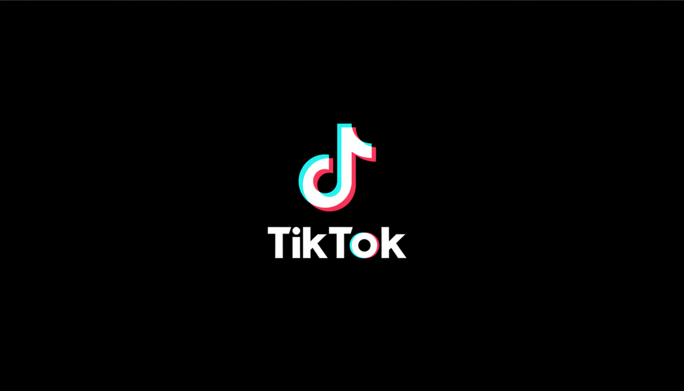 The TikTok logo, featuring a stylized musical note icon in white with cyan and magenta shadows, and the word TikTok in white text below it, all centered on a black background. The image has been resized to a 16:9 aspect ratio.