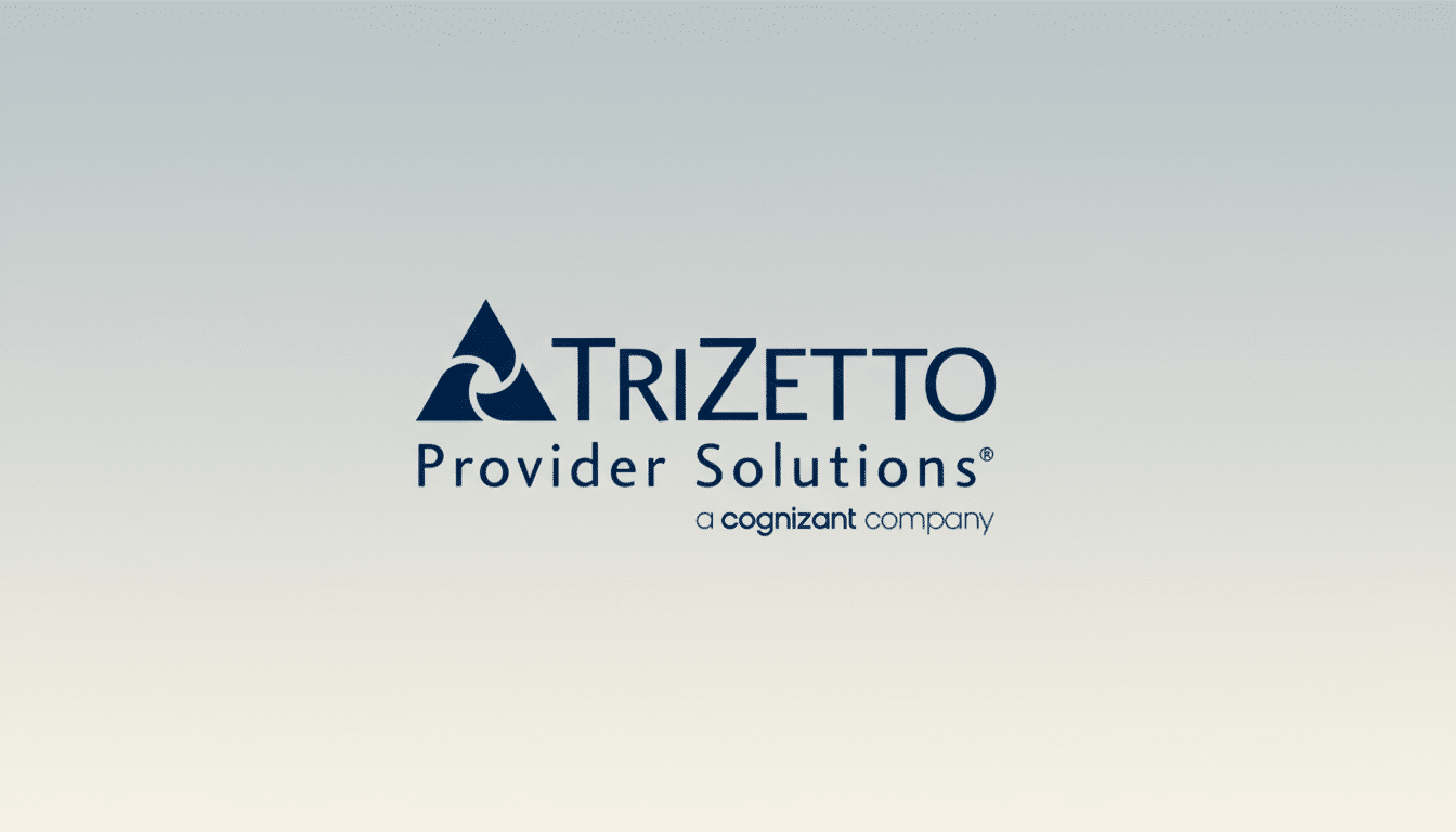 The TriZetto Provider Solutions logo, a Cognizant company, presented on a professional flat design background with a soft gradient.