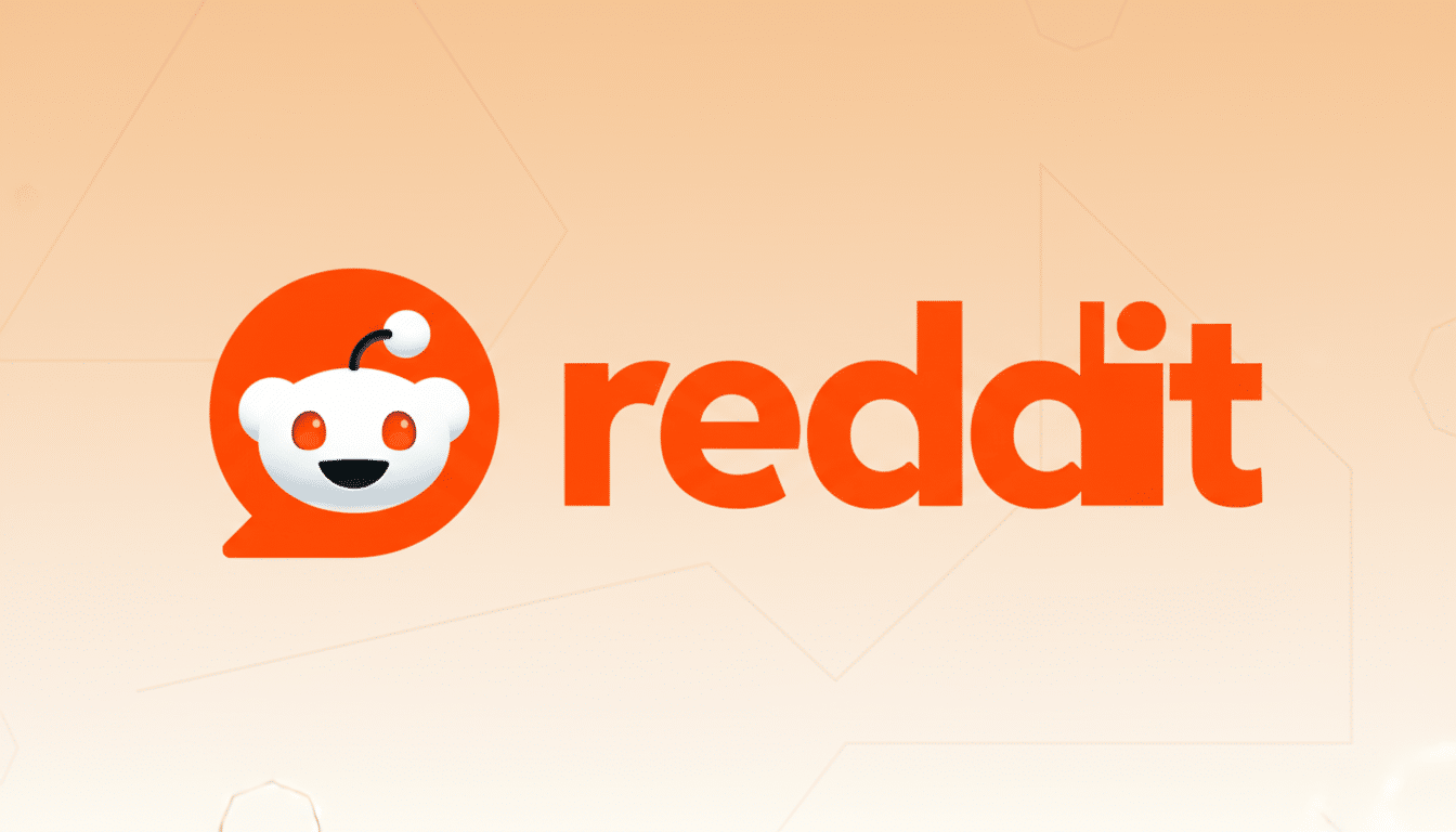 The Reddit logo, featuring the white alien mascot Snoo in an orange speech bubble next to the word reddit in orange, set against a professional light orange gradient background with subtle geometric patterns.