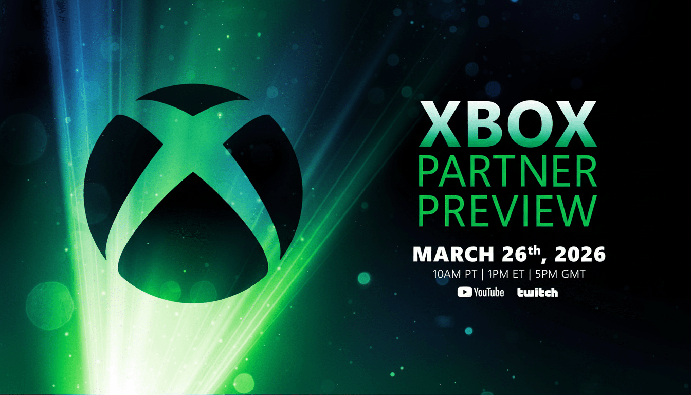Xbox Partner Showcase livestream announcement with Xbox branding