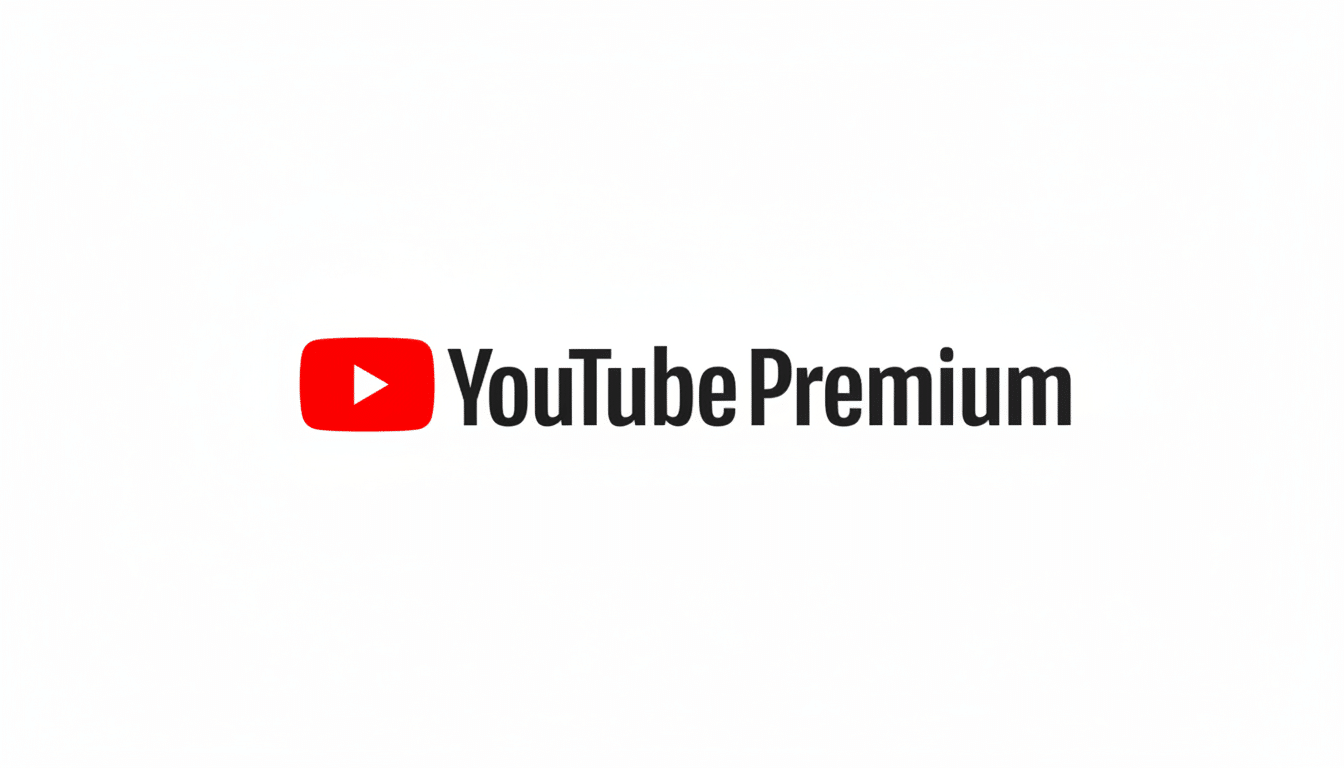 The YouTube Premium logo, featuring the red YouTube play button icon followed by the words YouTube Premium in black text, centered on a white background with a 16:9 aspect ratio.