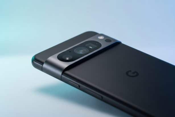Google Pixel 11 in Black with Blue Background