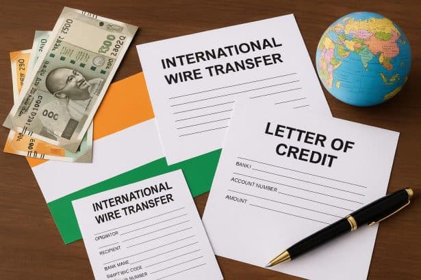 Various import payment methods in India including letter of credit and wire transfer concepts
