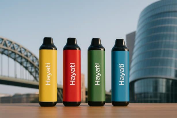 Hayati branded vape pods displayed with UK branding elements, highlighting successful brand growth