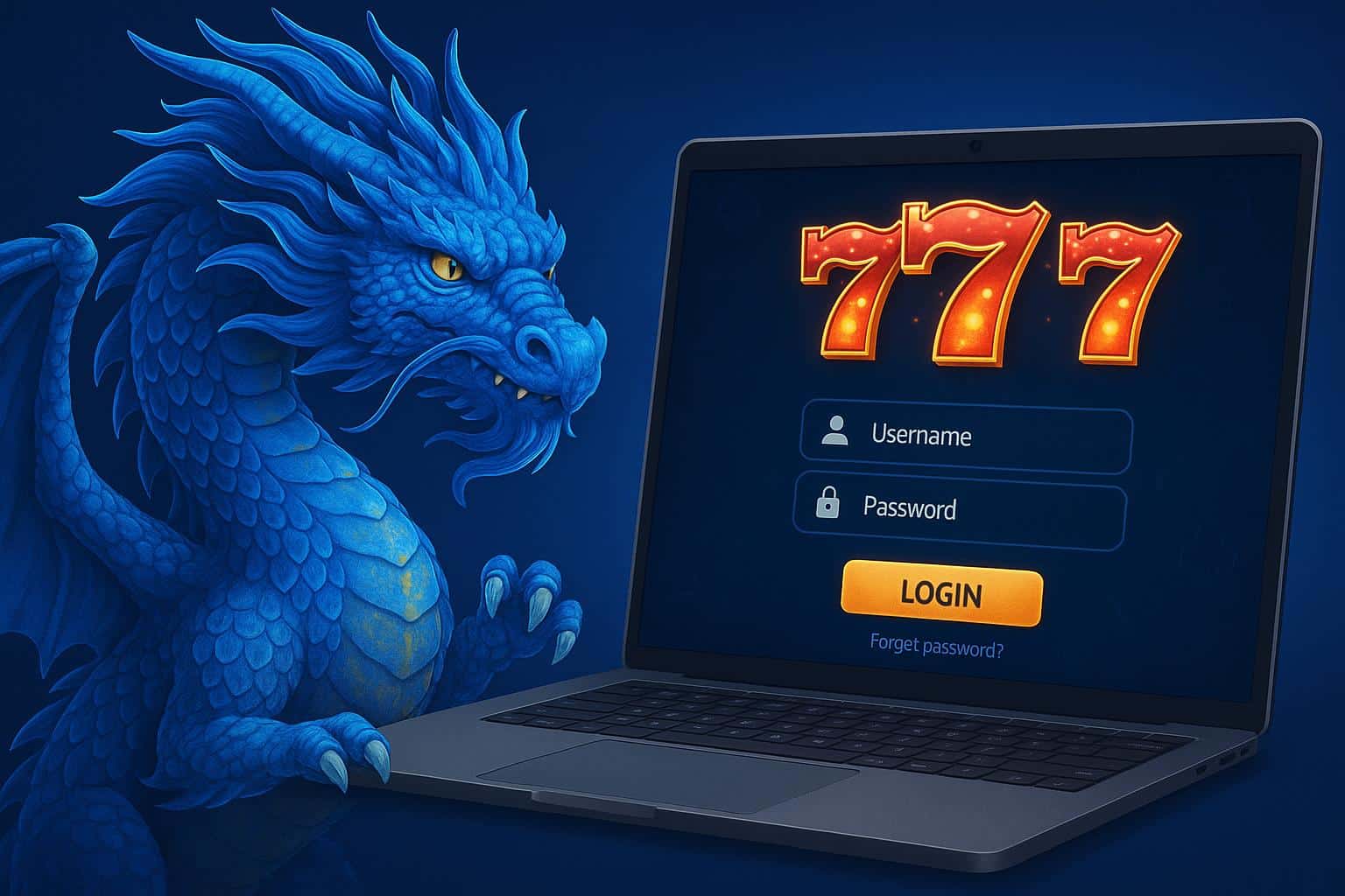 Blue Dragon 777 online casino login interface showcasing secure access features for players