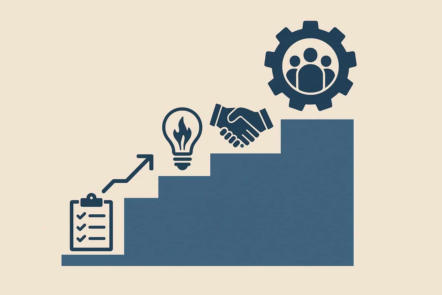 Employee-owned company concept with partnership handshake and business growth icons