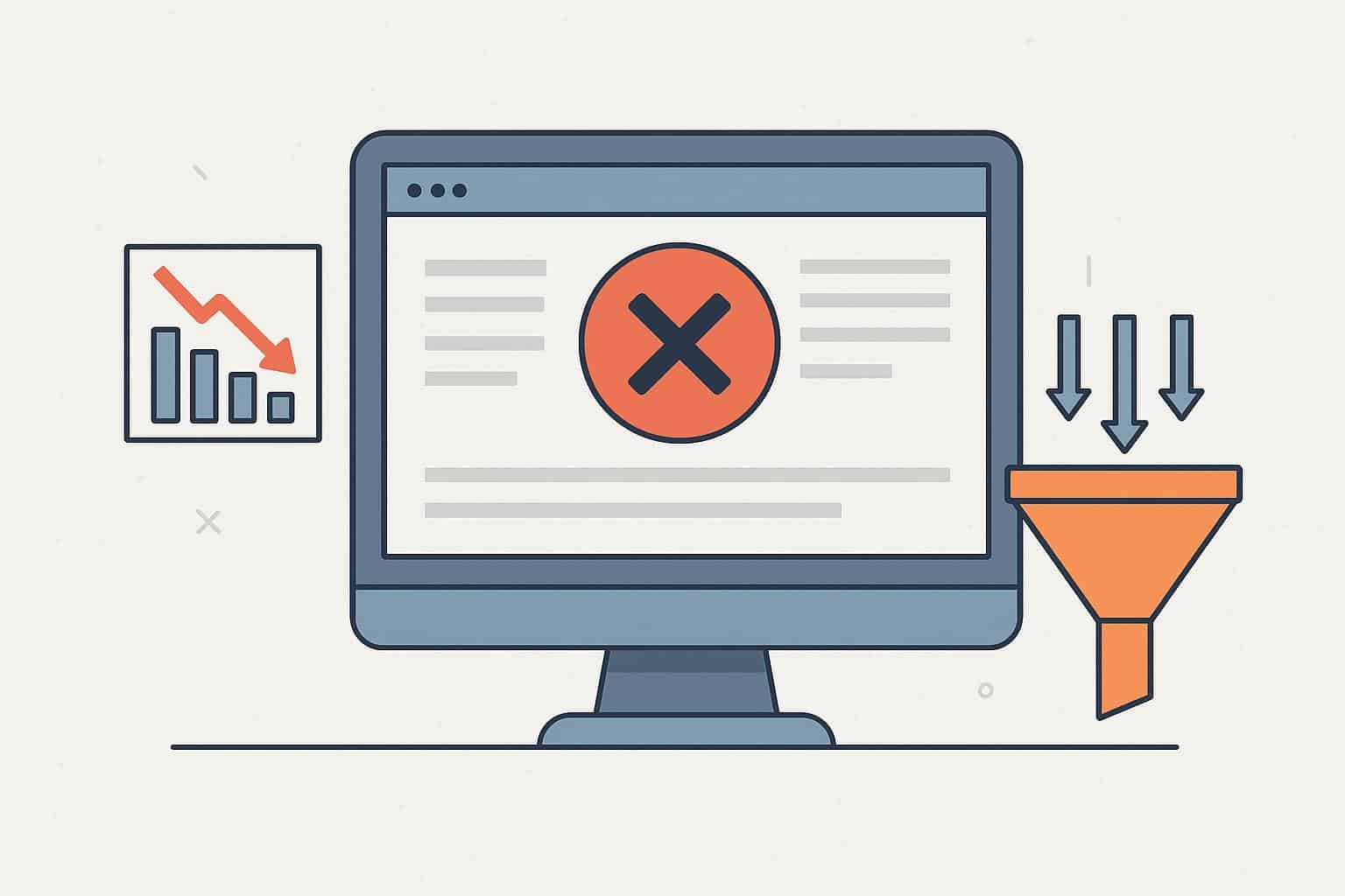 Frustrated business owner reviews low website lead statistics on laptop in office setting