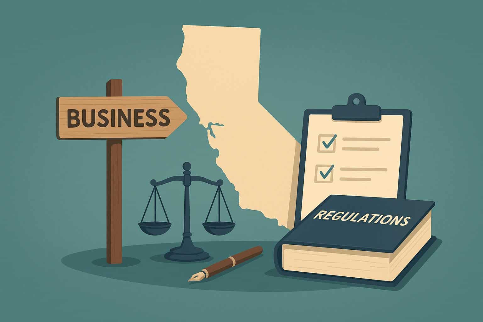 California small business formation steps, legal documents, and startup requirements illustrated