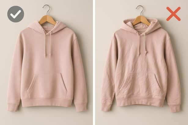 Poorly lit clothing on display with distracting background affecting shopper perception online