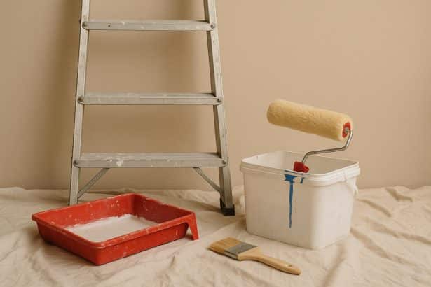 Paint cans and brushes with price tags highlighting cost issues in Lower Hutt painting industry
