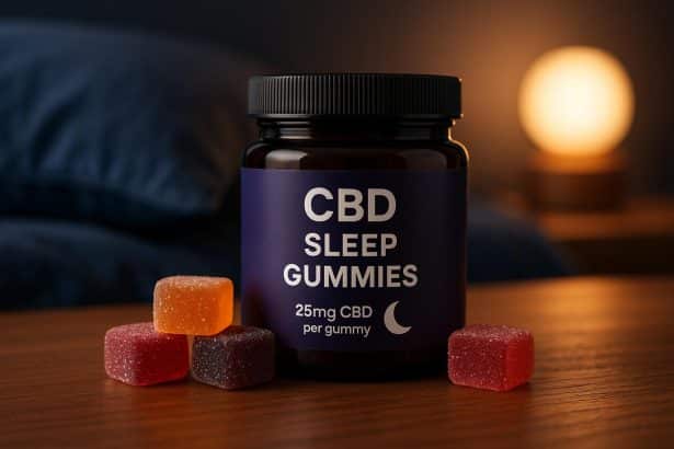Assorted CBD sleep gummies in vibrant packaging on a table, highlighting options for better sleep