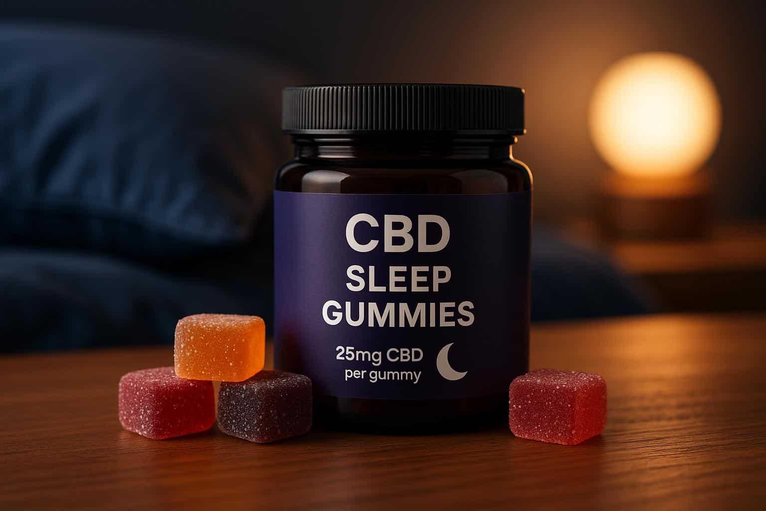Assorted CBD sleep gummies in vibrant packaging on a table, highlighting options for better sleep