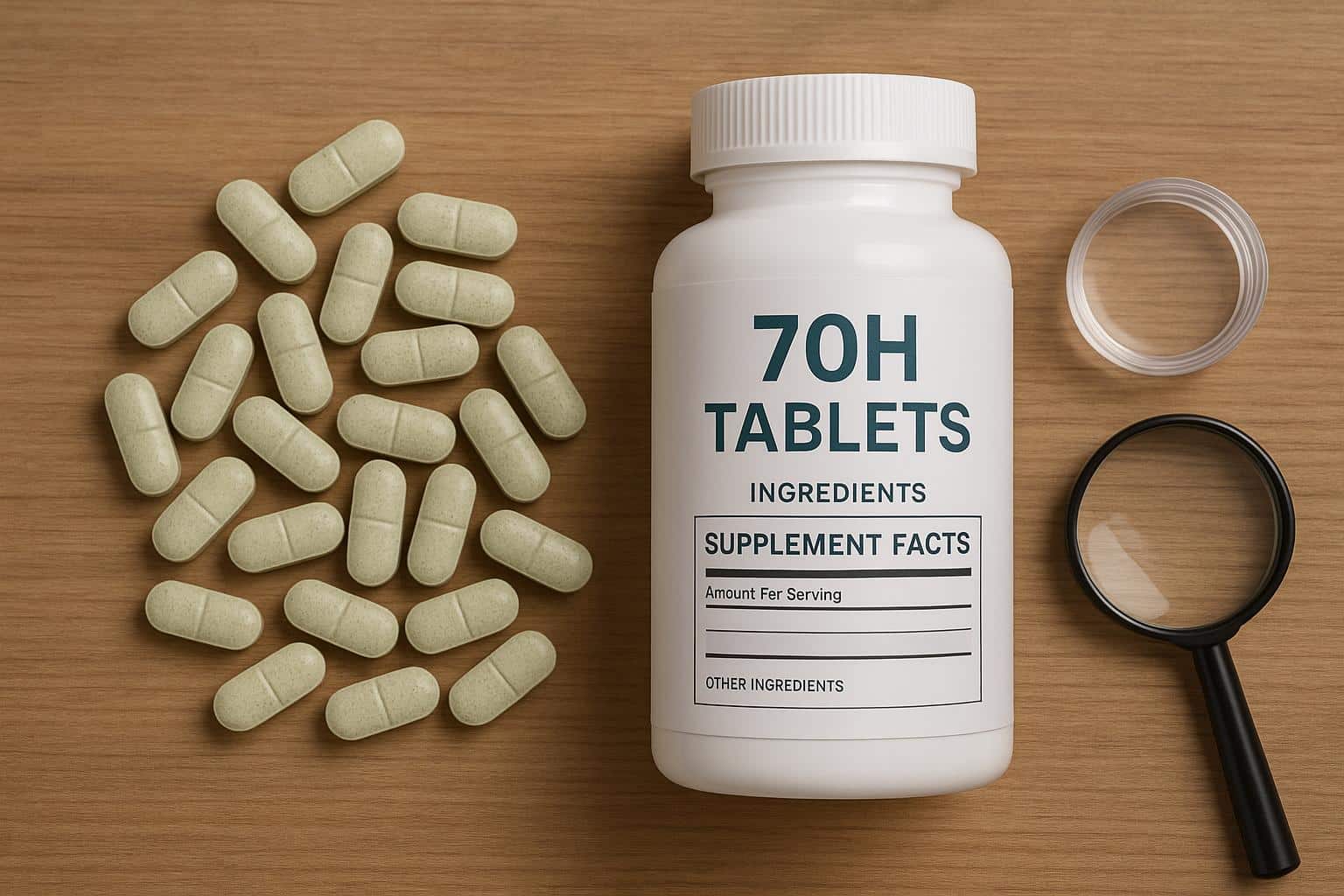 7OH tablets packaging showing ingredient list and transparent supplement label details