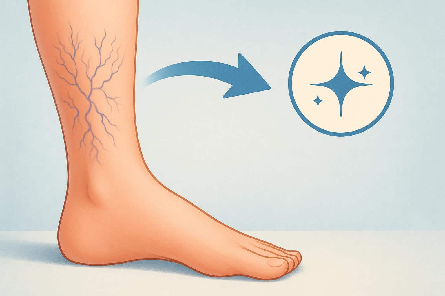 Close-up of smooth legs showing reduced spider veins after vein care treatment for healthier skin