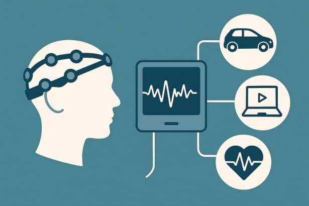 Portable brain activity monitoring device demonstrating practical real-world applications and uses