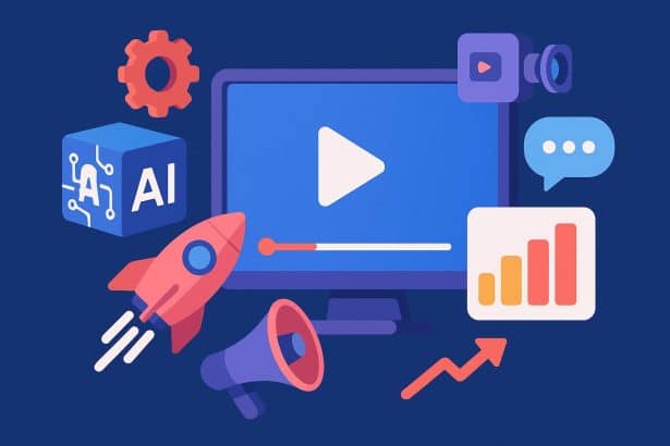 AI-generated video elements illustrating startup communication and modern business technology