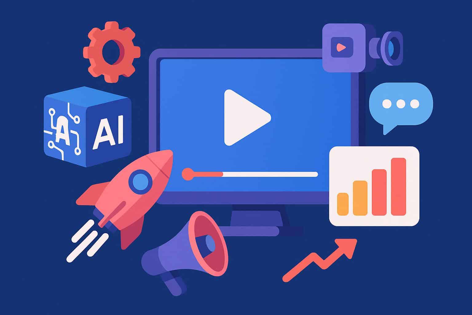 AI-generated video elements illustrating startup communication and modern business technology