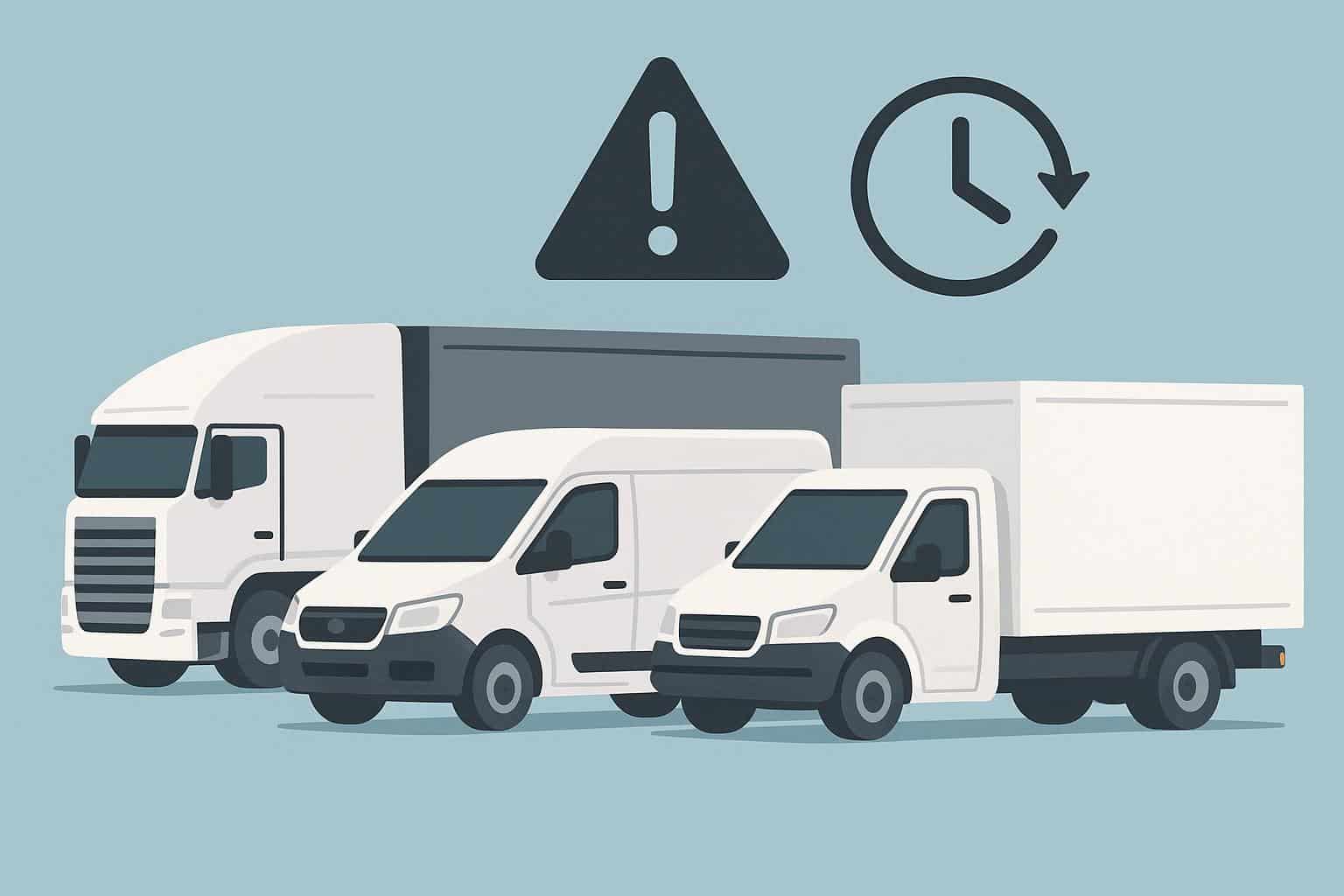Fleet of commercial vehicles on the road representing outsourced fleet management solutions