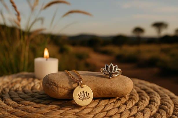 Stack of meaningful jewellery pieces symbolizing mindfulness and personal wellness in Australia