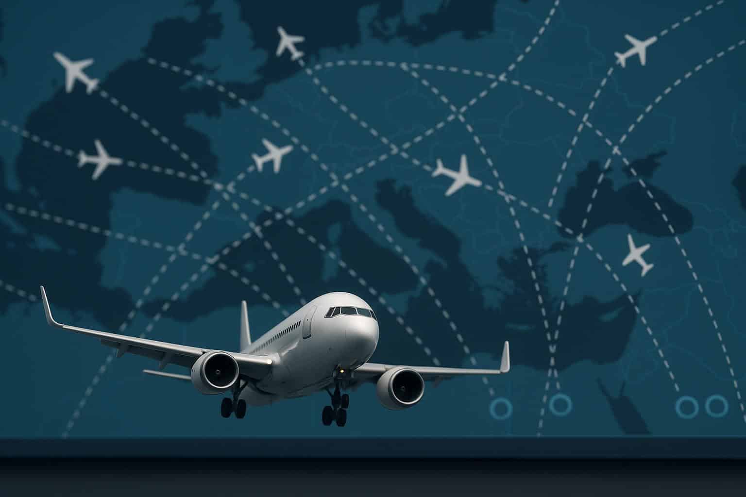 Aircraft control panel displaying real-time PPS tracking data in a modern flight operations center