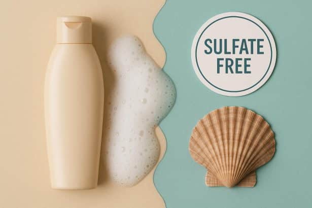 Bottles of sulfate free shampoo with different scalp types highlighted for hair care comparison