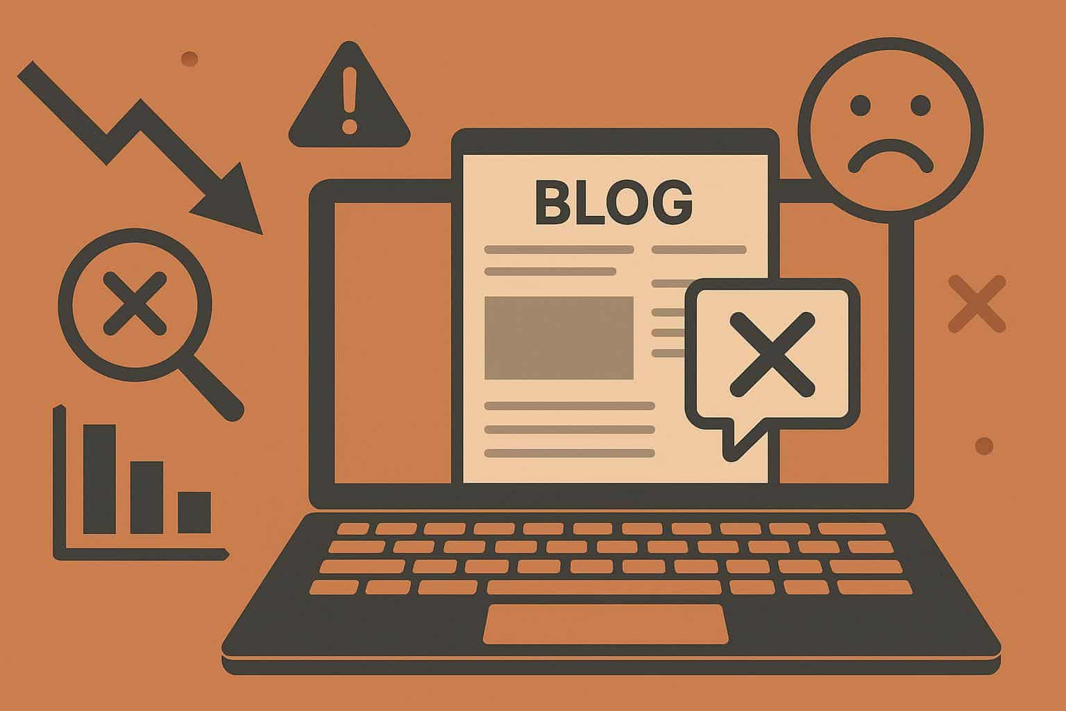 Declining graph illustrating poor lead generation from ineffective business blogging strategies