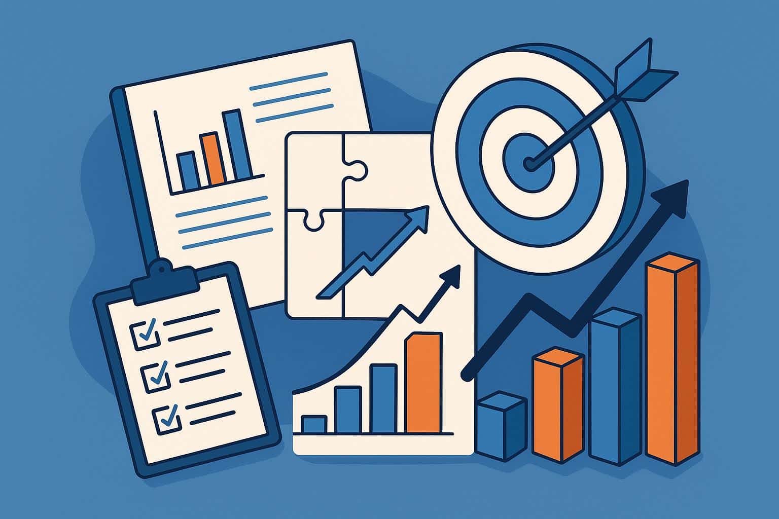 Startup founder reviewing business plan framework charts for sustainable long-term success
