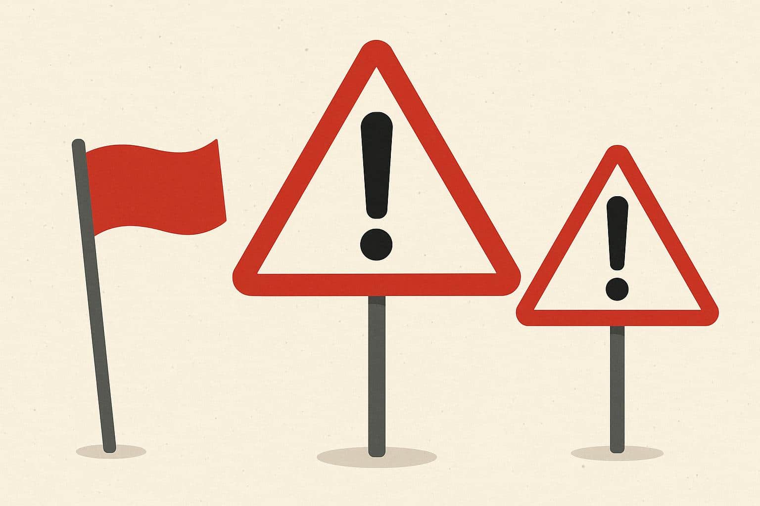 Warning signs in an office environment highlighting workplace red flags employees should notice