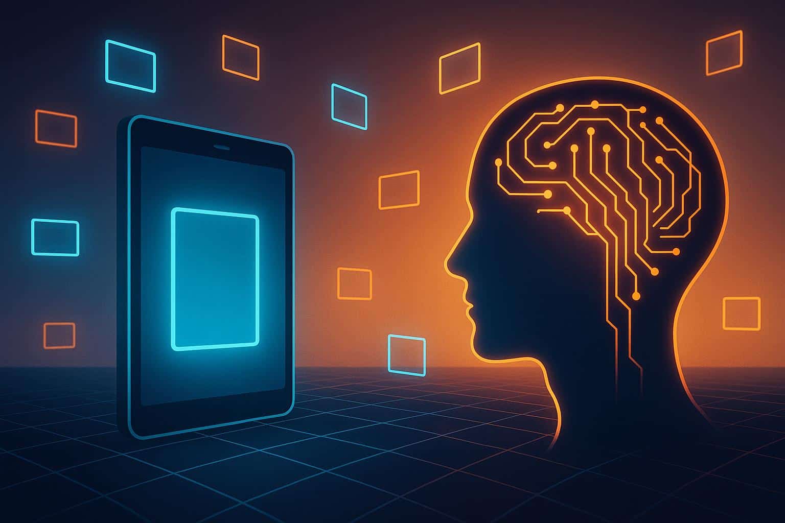 Abstract visualization of digital attention shifts beyond traditional screens and interfaces