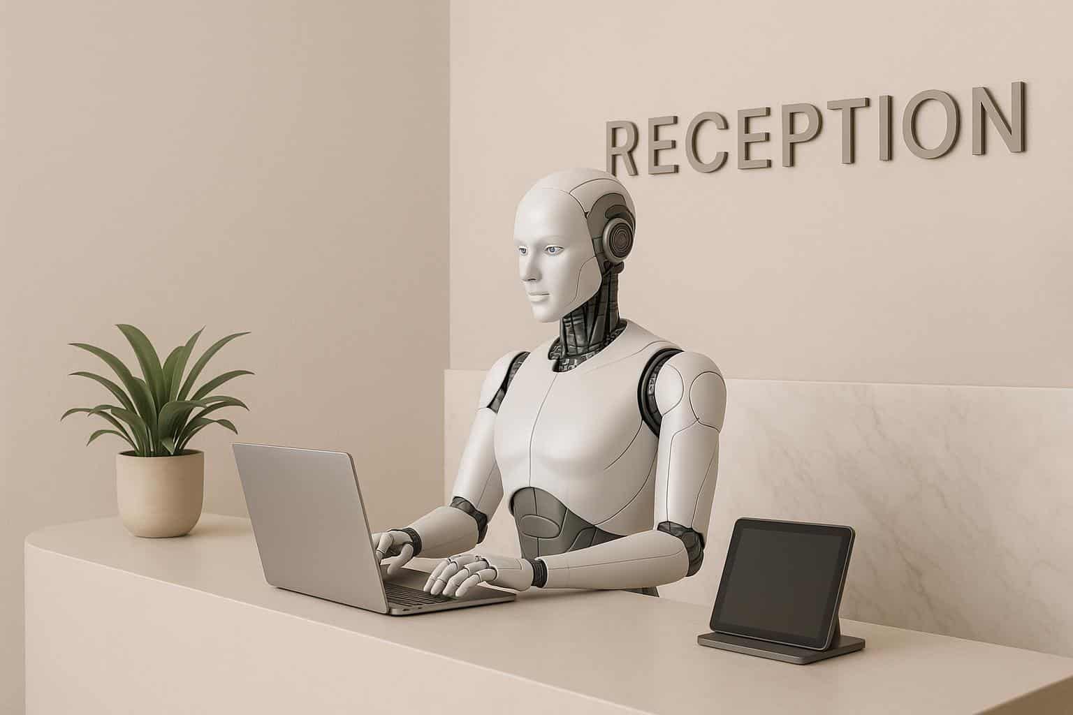 AI virtual assistant managing appointment bookings for an aesthetic clinic reception desk