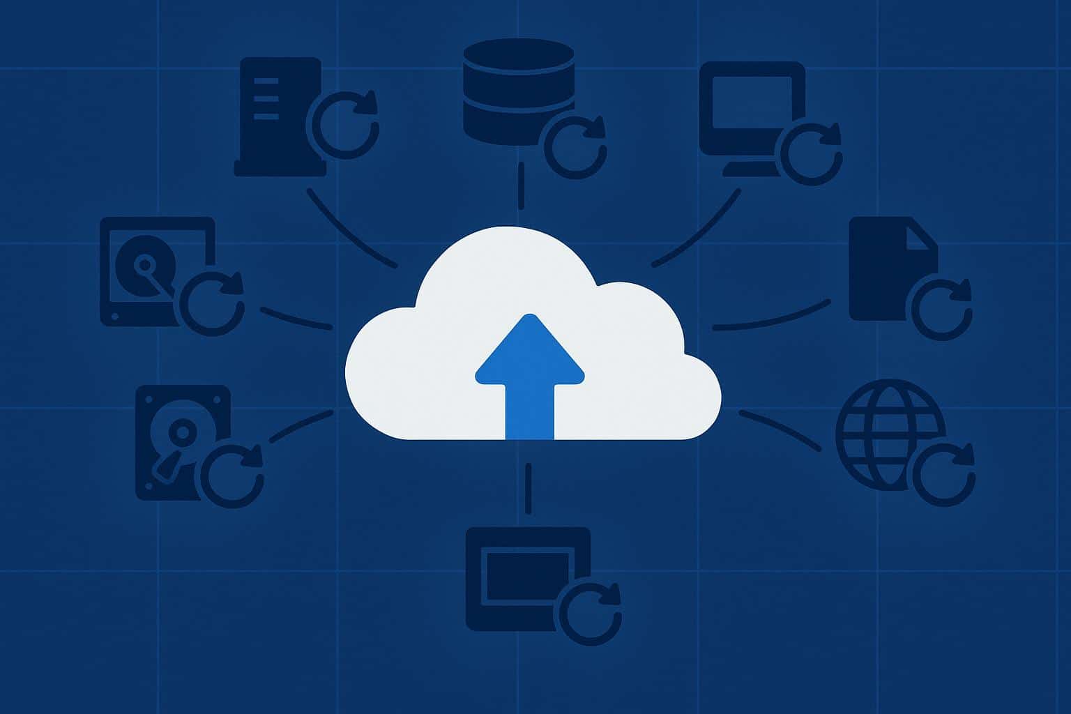 Azure backup solutions comparison chart with cloud icons and data storage visuals