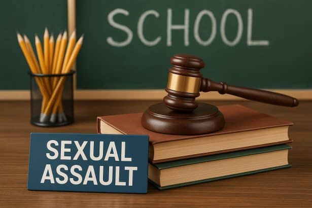 Gavel and scales of justice symbolizing legal protection for students in school assault cases