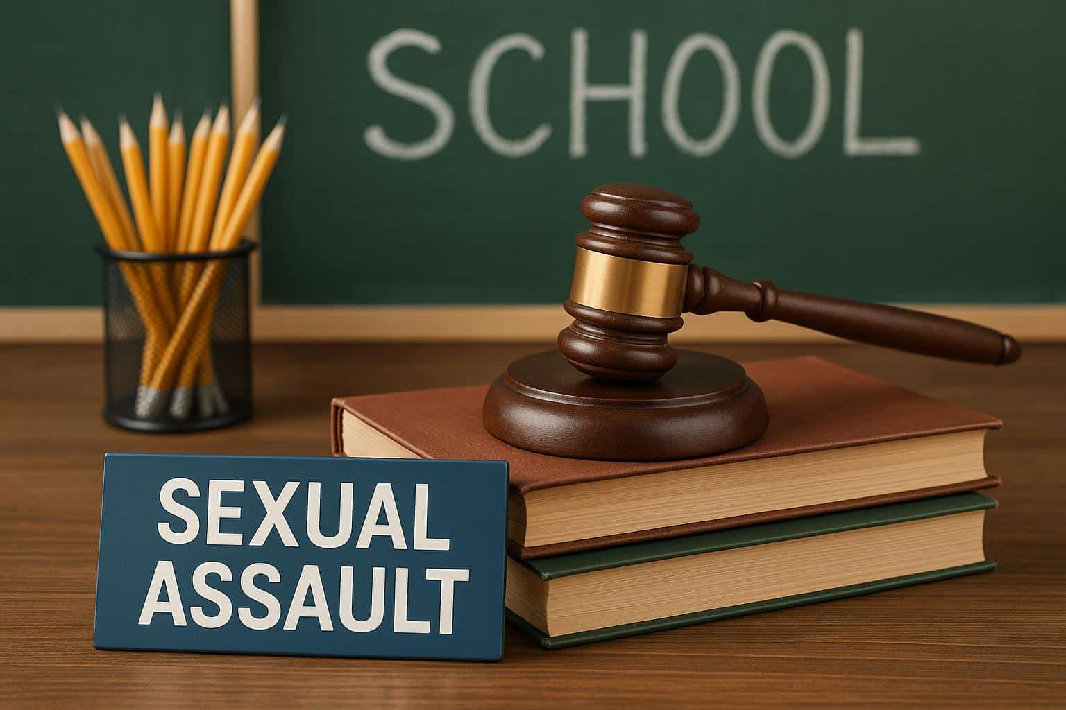 Gavel and scales of justice symbolizing legal protection for students in school assault cases