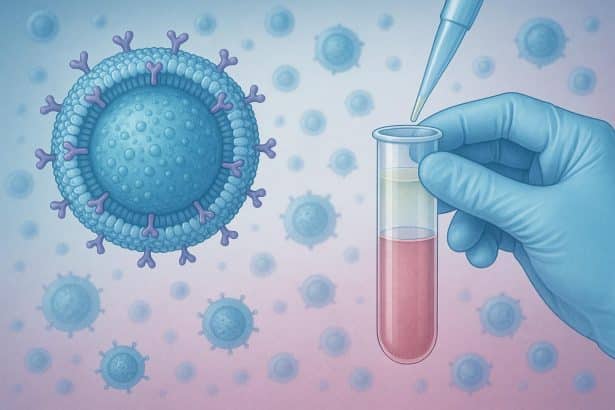 Extracellular vesicles under microscope illustrating isolation process for biomarker discovery