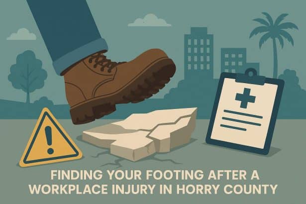 Worker&rsquo;s boots and safety helmet on construction site reflecting workplace injury recovery