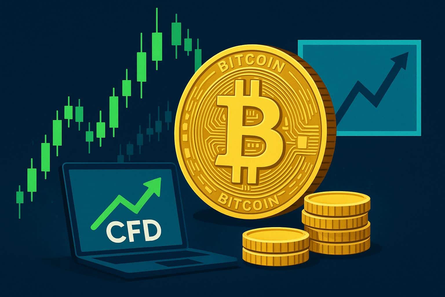 Bitcoin CFDs trading platform interface showing price charts and buy options for new traders