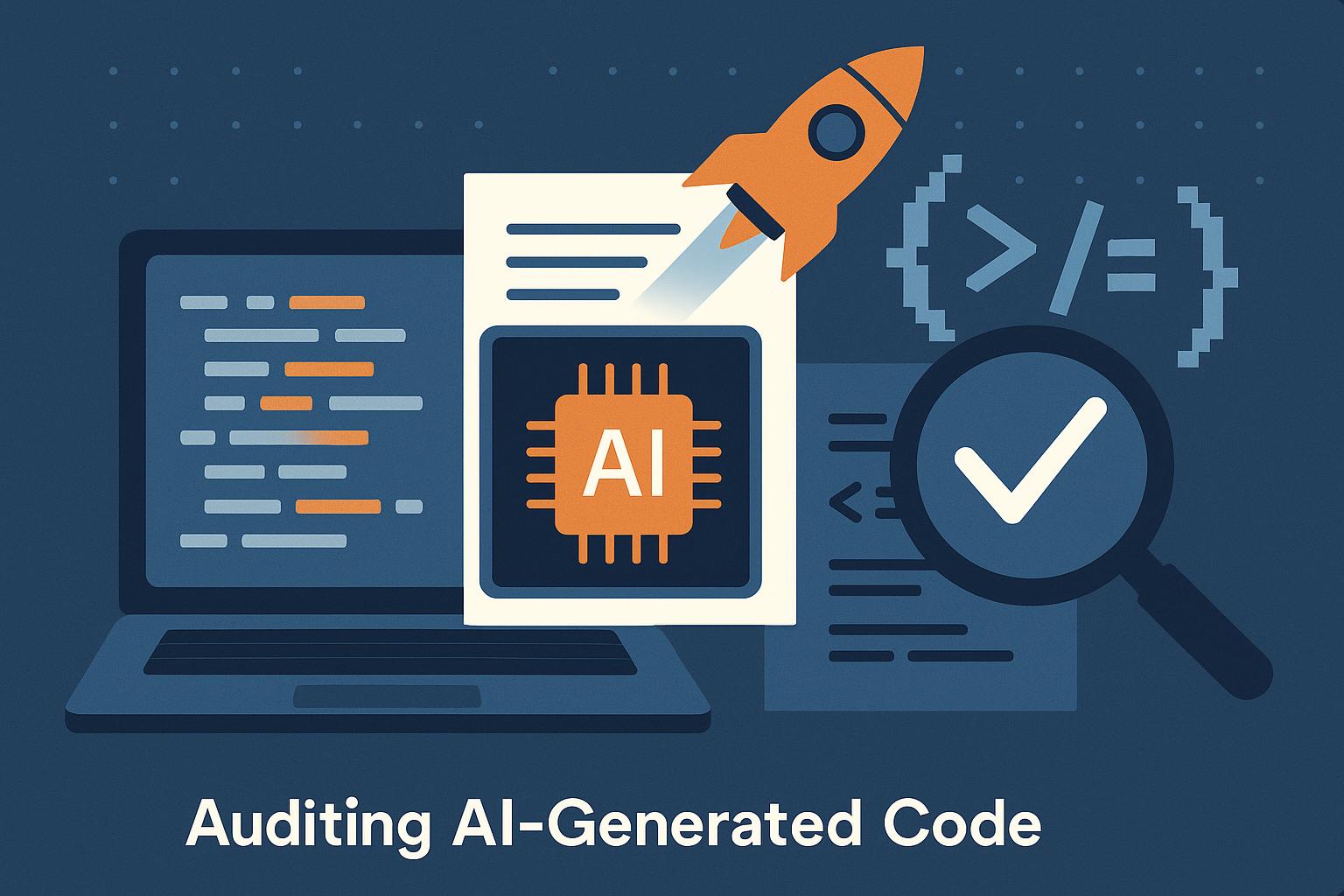 Source code snippets on computer screen representing AI-generated code audit and review process