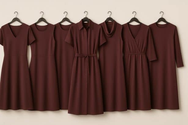 Elegant Mela Purdie dresses displayed on a stylish clothing rack for wardrobe inspiration