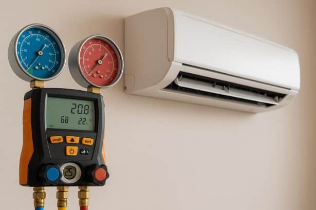 Technician servicing air conditioning unit in Adelaide residential home for regular maintenance