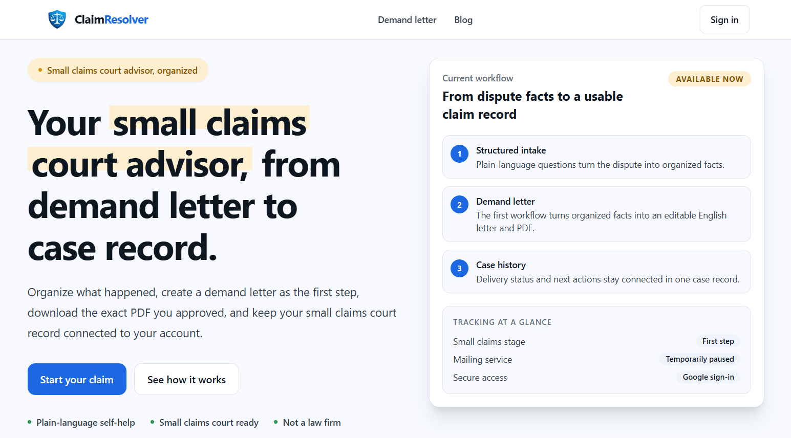 Image 1 of Alt:Demand letter generator homepage