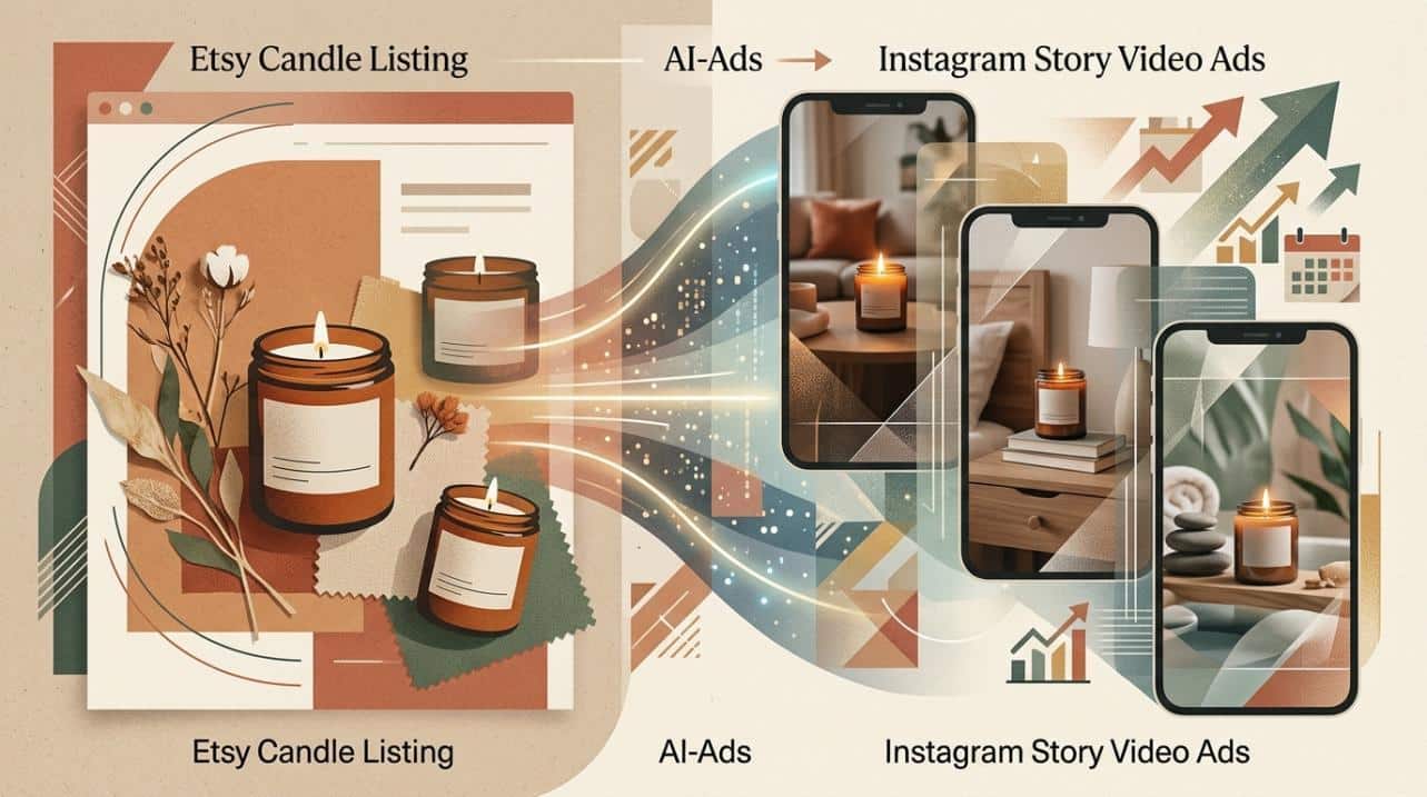Image 1 of How to Turn an Etsy Candle Listing Into Better Instagram Story Ads With AI