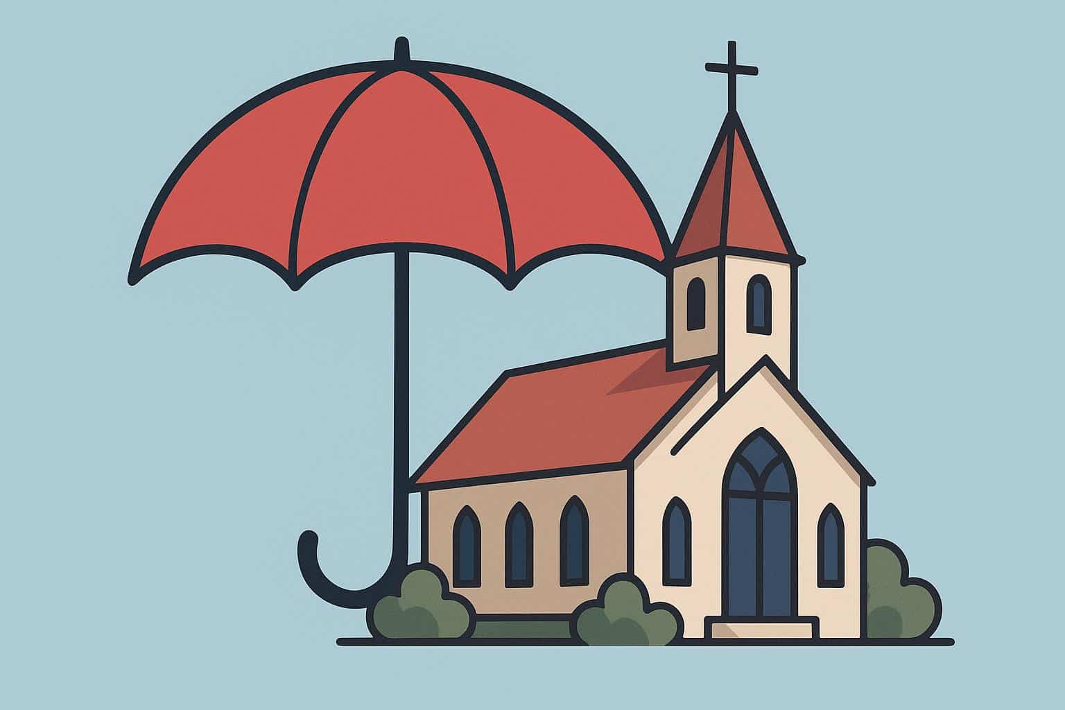 Historic church building with stained glass windows, symbolizing insurance protection and safety