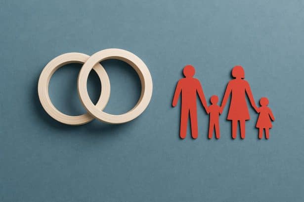 Two wedding rings joined together symbolizing legal recognition for cohabiting couples