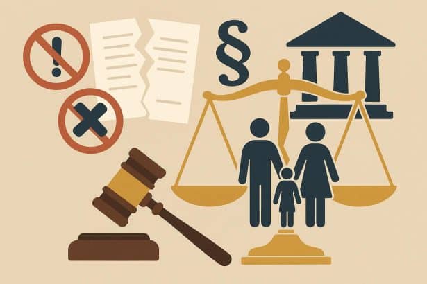 Family law documents and gavel on desk illustrating common legal mistakes to avoid in family cases