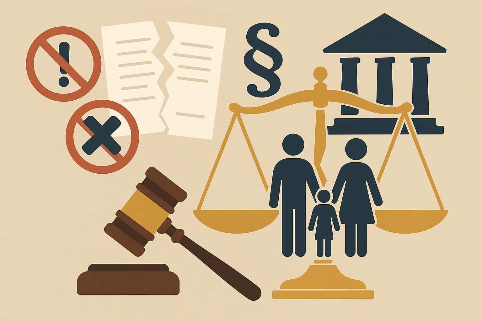 Family law documents and gavel on desk illustrating common legal mistakes to avoid in family cases