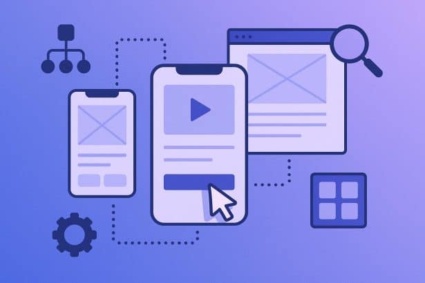 Website user flow diagram illustrating UI patterns for effective user research and analysis