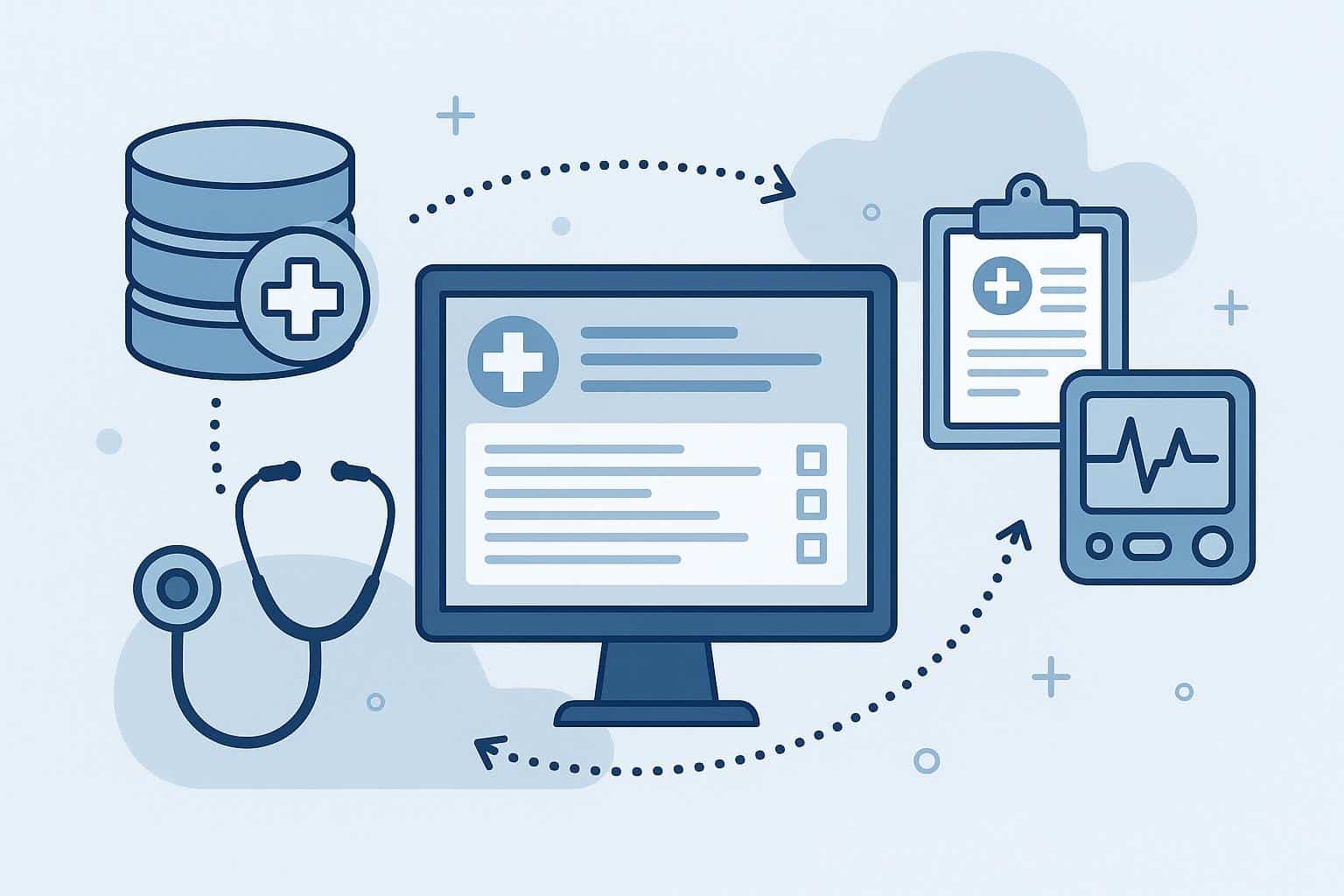 Electronic medical records connected through secure data integration for clinical workflow