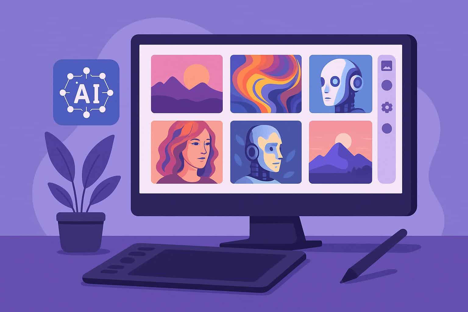 Colorful digital artwork created with AI, showcasing creative possibilities for beginner artists
